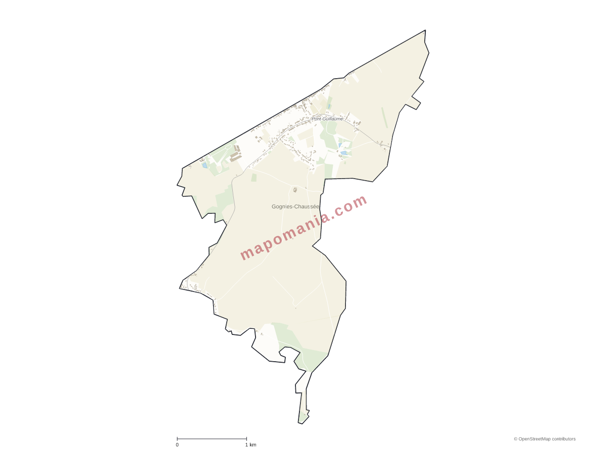 Carte de Gognies-Chaussée à personnaliser