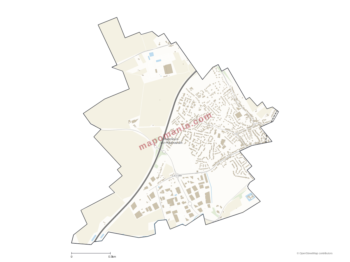 Carte de Hallennes-lez-Haubourdin à personnaliser