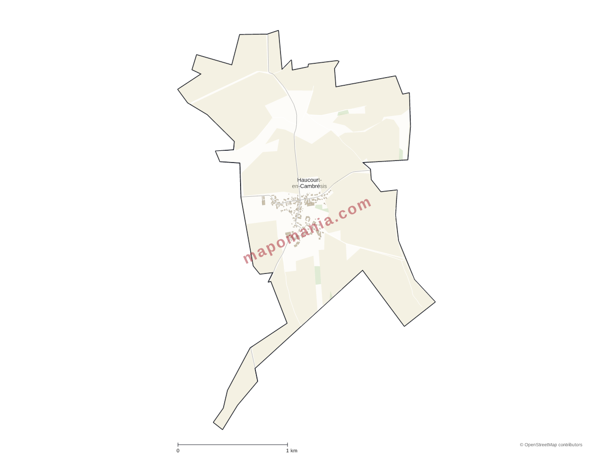 Carte de Haucourt-en-Cambrésis à personnaliser