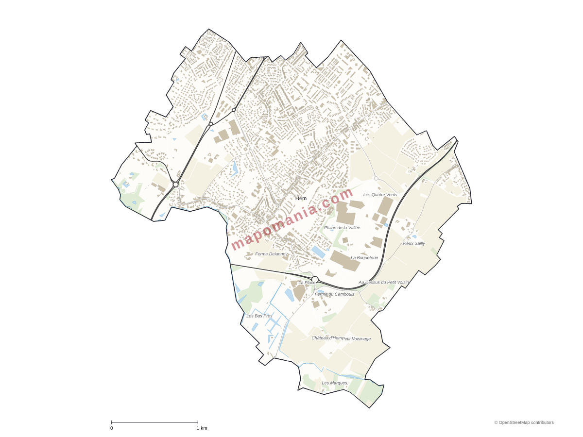 Carte de Hem à personnaliser