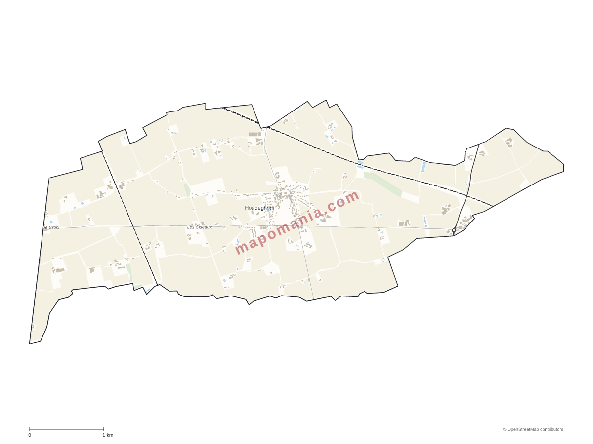 Carte de Hondeghem à personnaliser