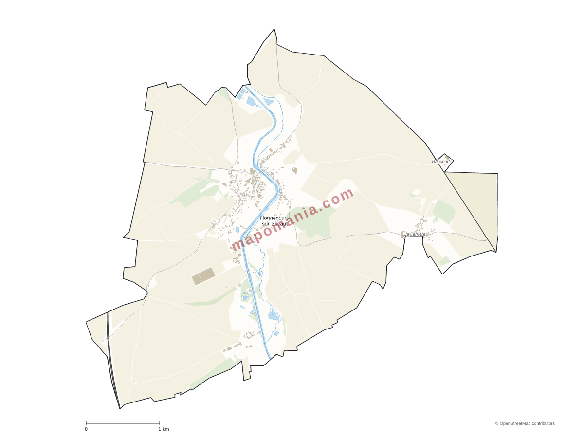 Carte de Honnecourt-sur-Escaut à personnaliser