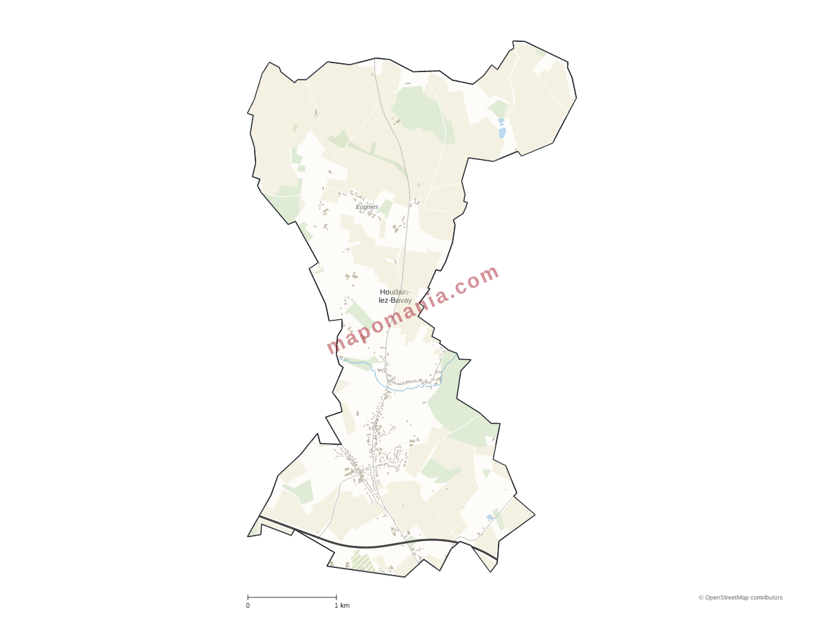 Carte de Houdain-lez-Bavay à personnaliser