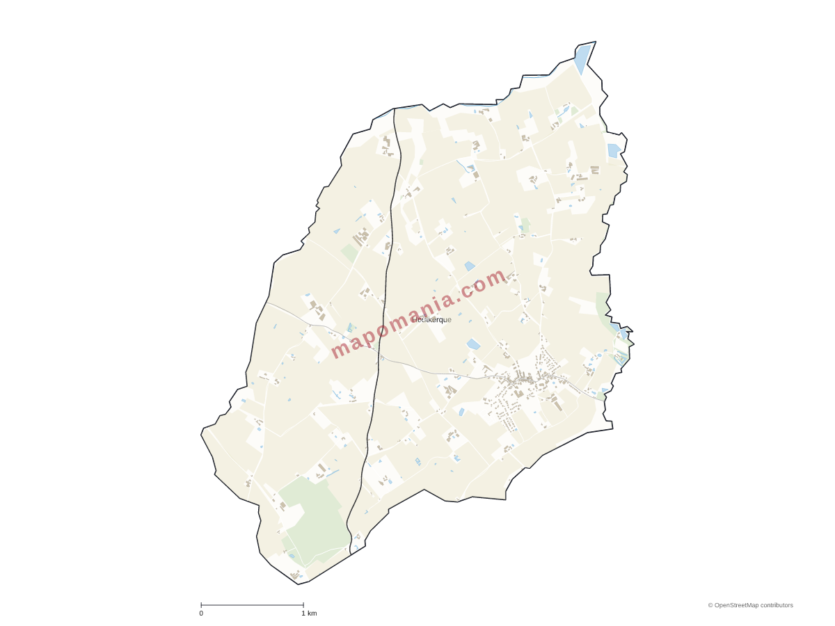 Carte de Houtkerque à personnaliser