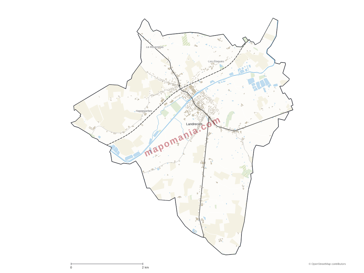 Carte de Landrecies à personnaliser