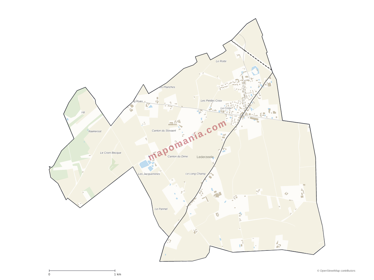 Carte de Lederzeele à personnaliser