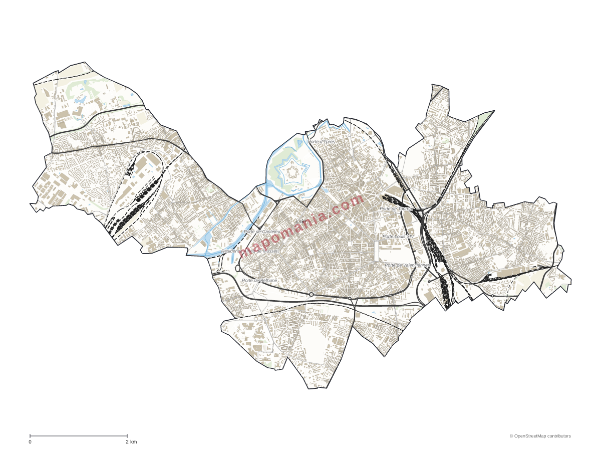 Carte de Lille à personnaliser
