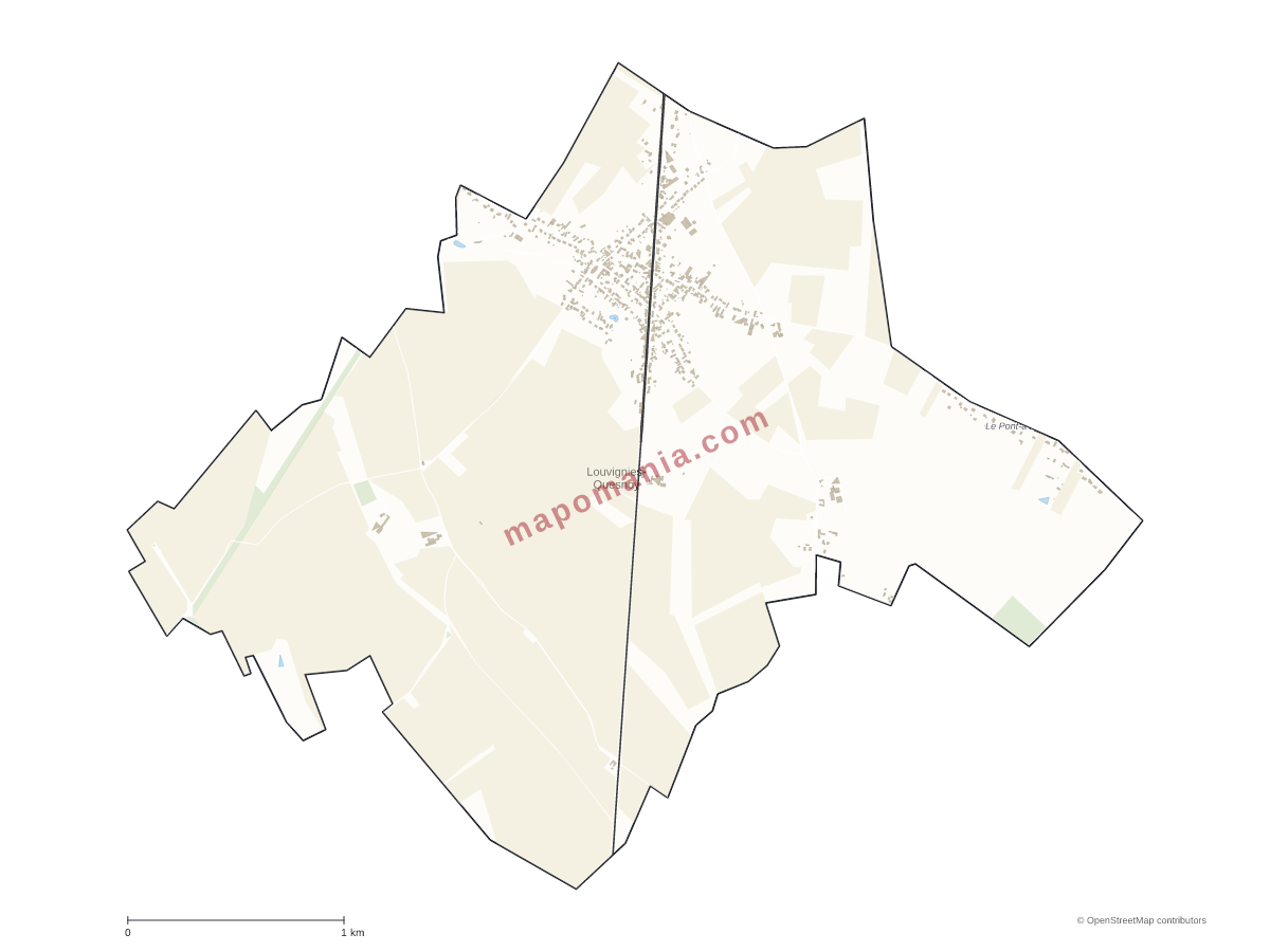 Carte de Louvignies-Quesnoy à personnaliser