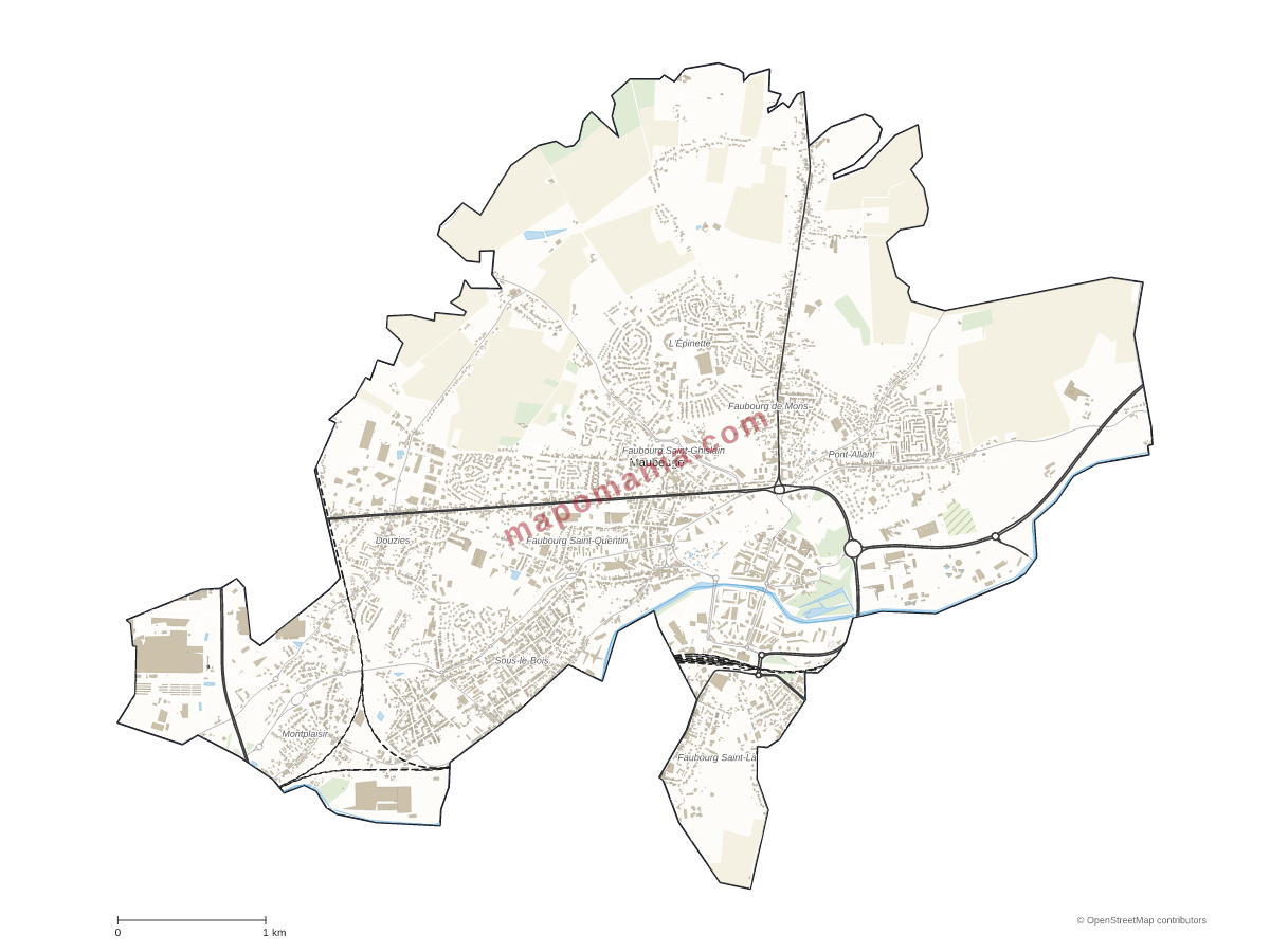 Carte de Maubeuge à personnaliser