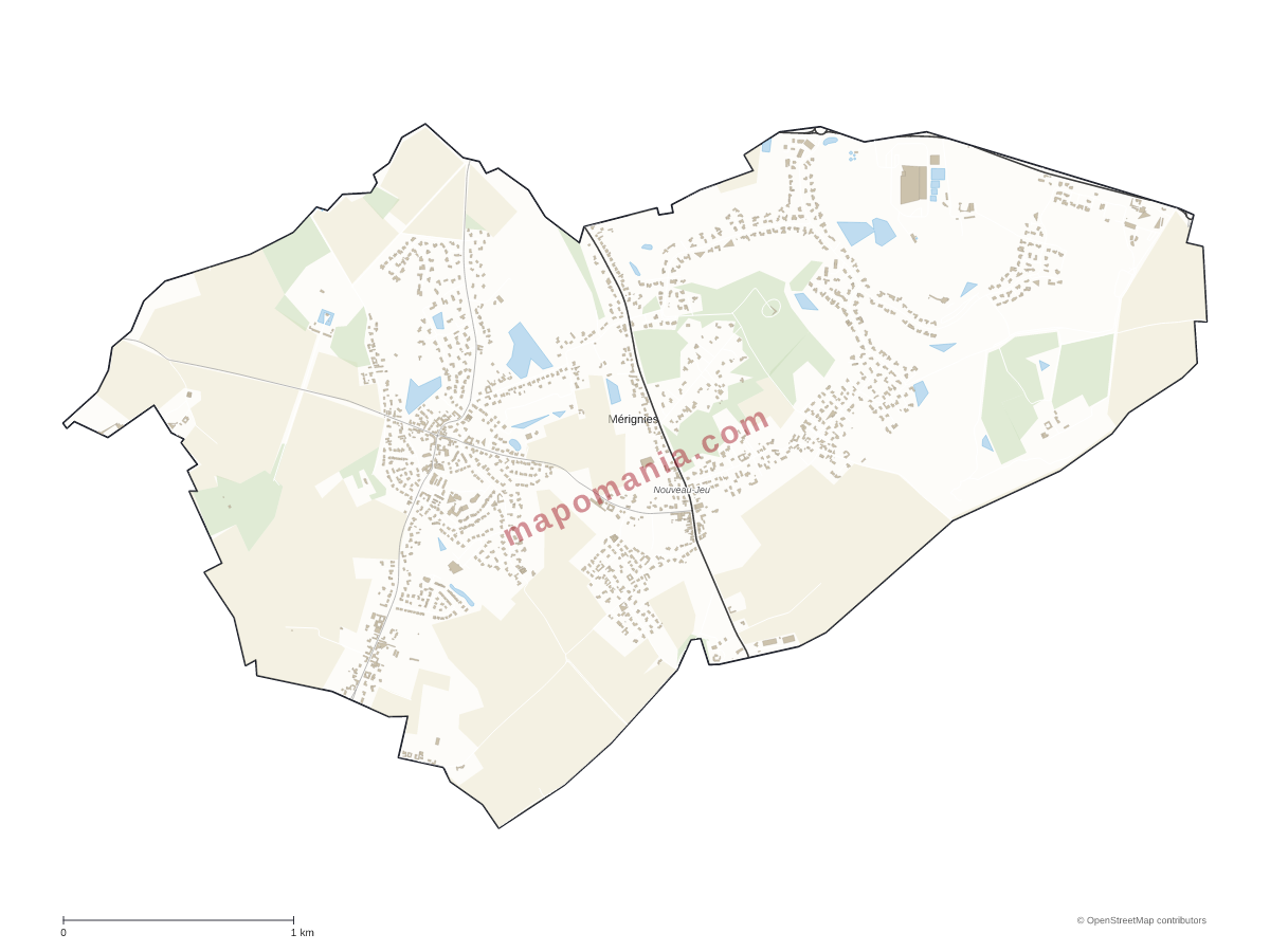 Carte de Mérignies à personnaliser