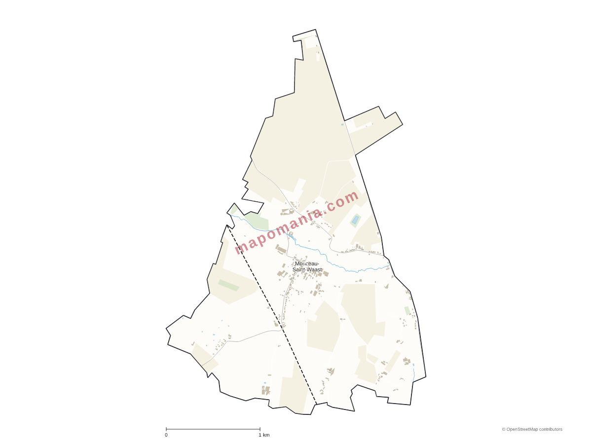 Carte de Monceau-Saint-Waast à personnaliser