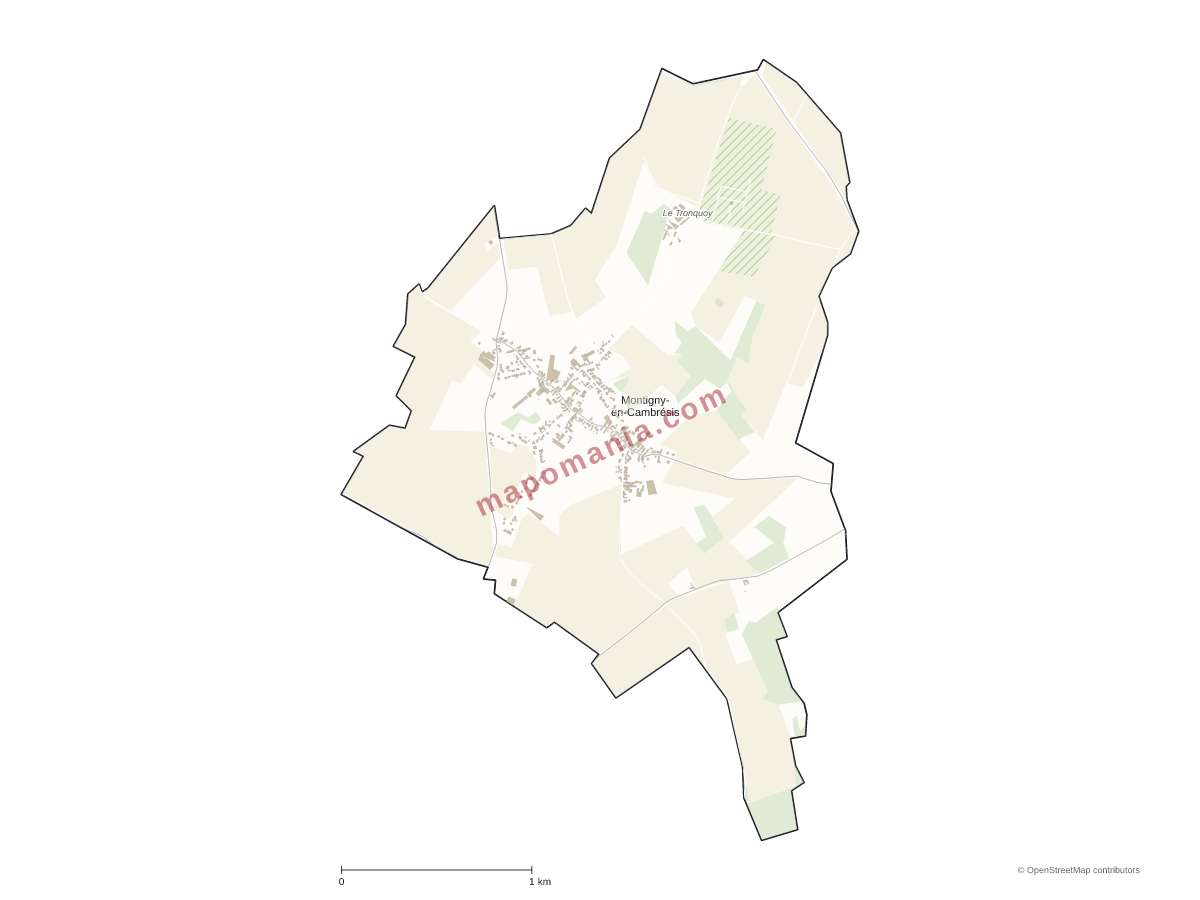 Carte de Montigny-en-Cambrésis à personnaliser