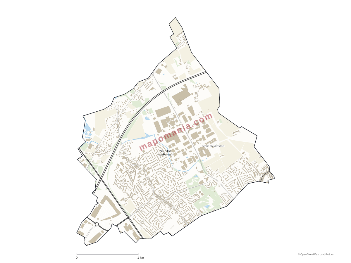 Carte de Neuville-en-Ferrain à personnaliser