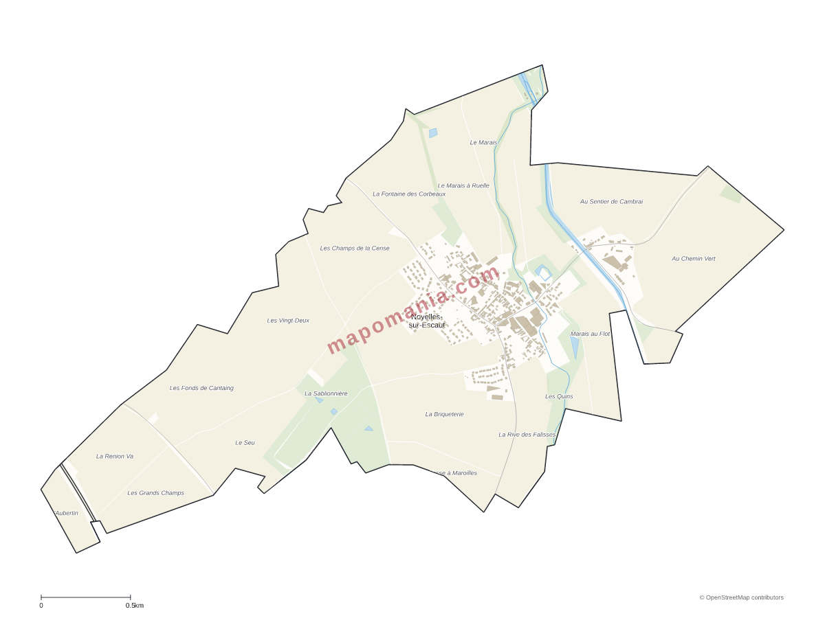 Carte de Noyelles-sur-Escaut à personnaliser