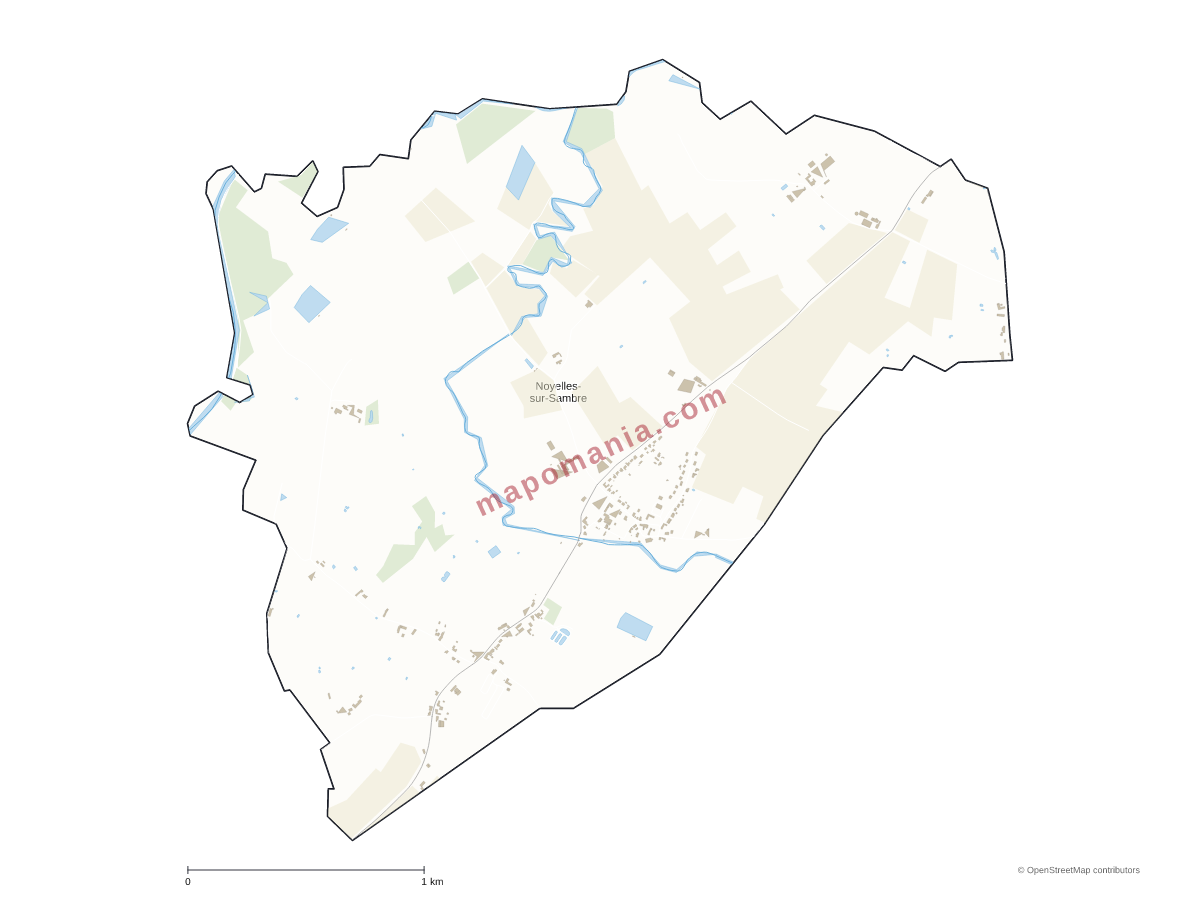 Carte de Noyelles-sur-Sambre à personnaliser