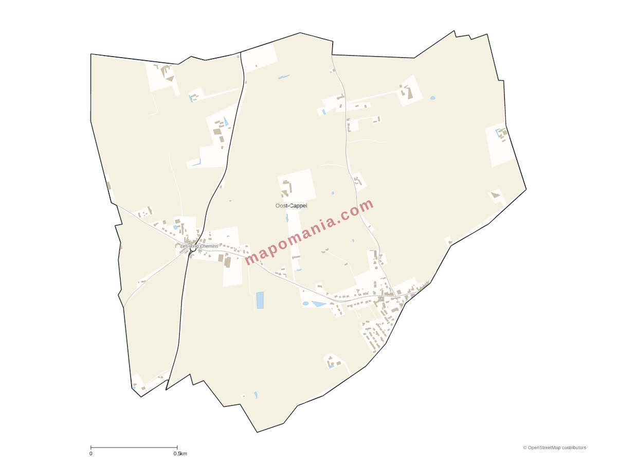 Carte de Oost-Cappel à personnaliser