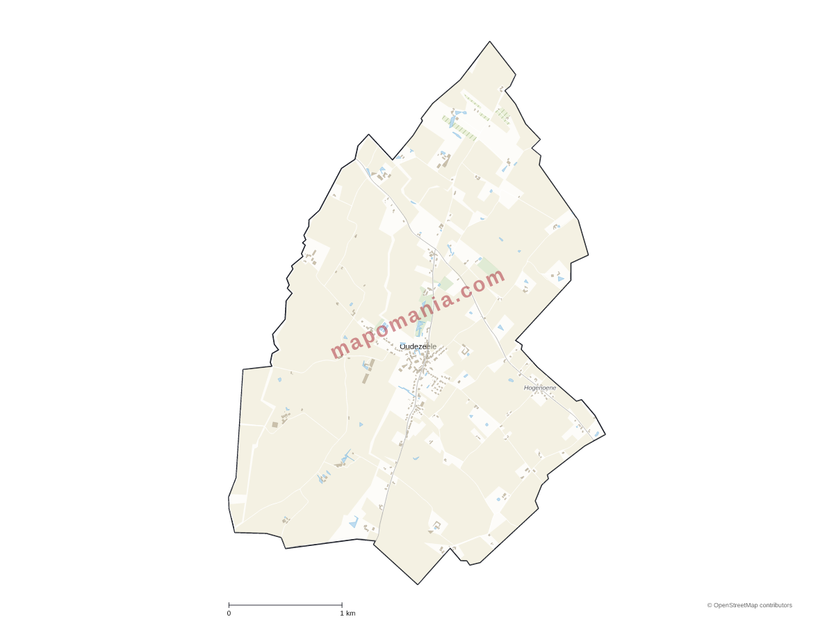 Carte de Oudezeele à personnaliser