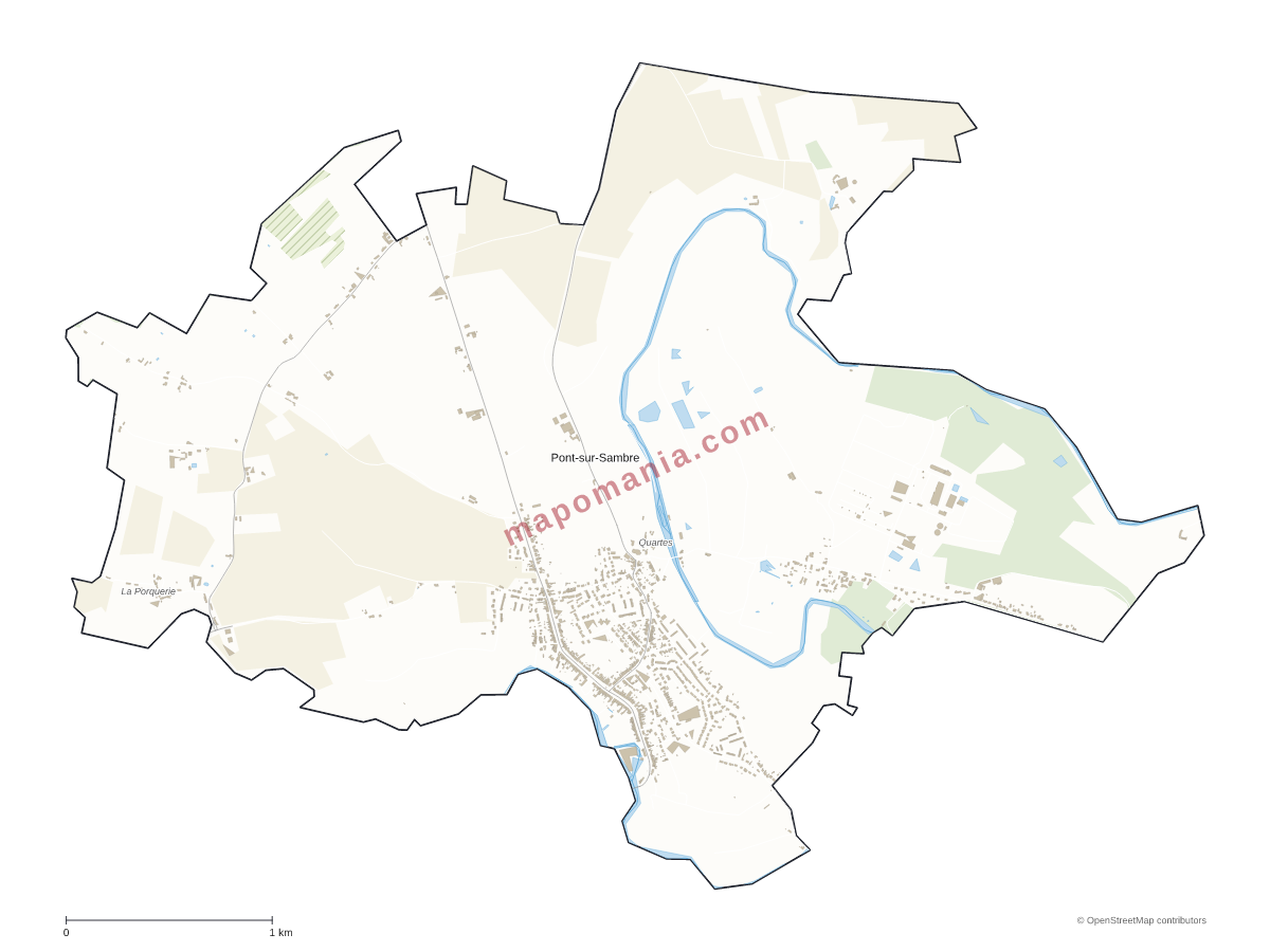 Carte de Pont-sur-Sambre à personnaliser