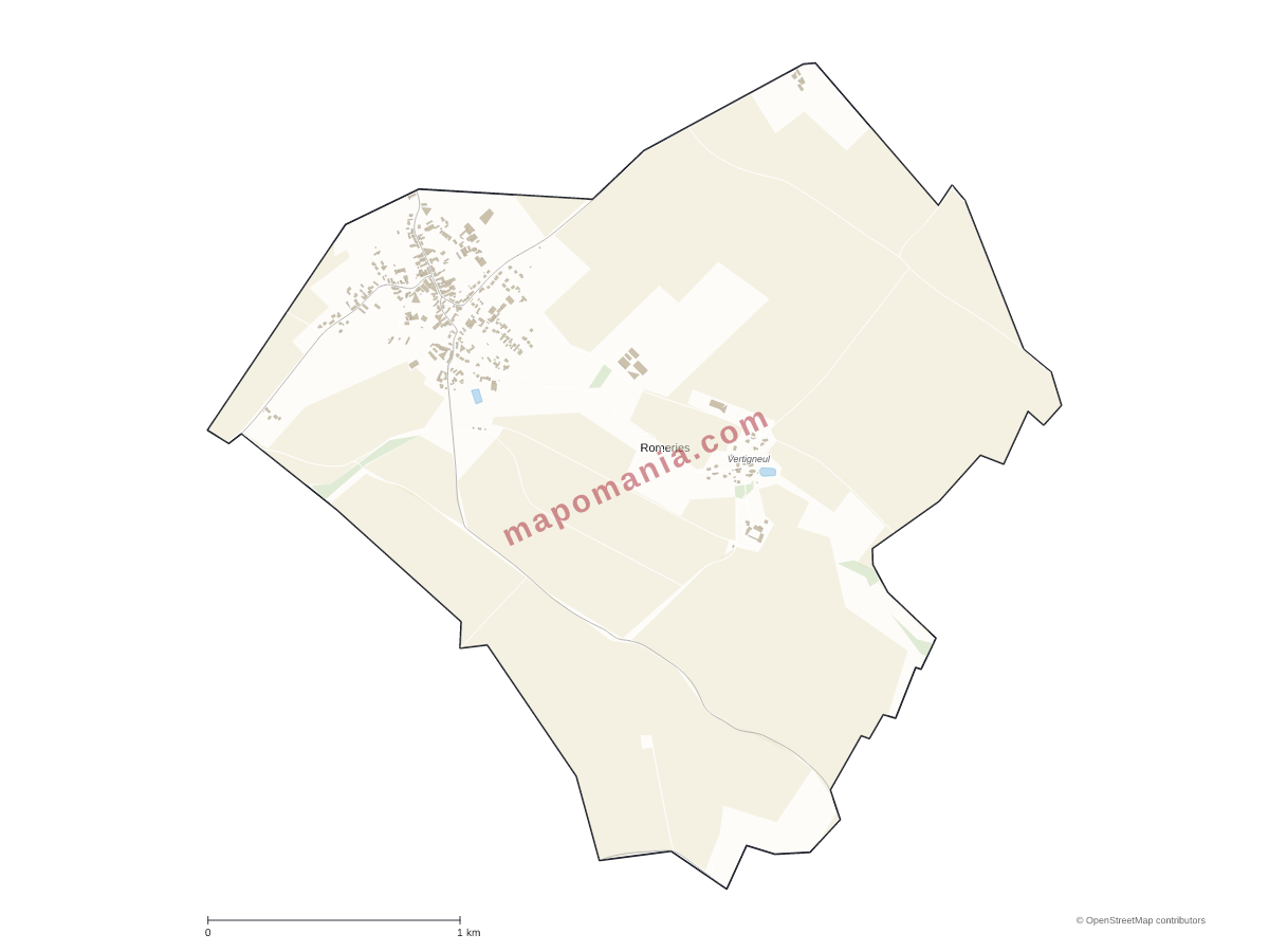 Carte de Romeries à personnaliser