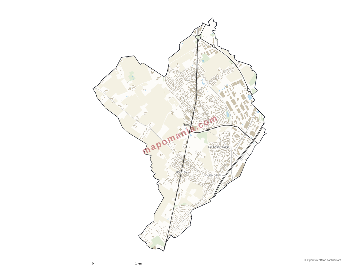 Carte de Roncq à personnaliser