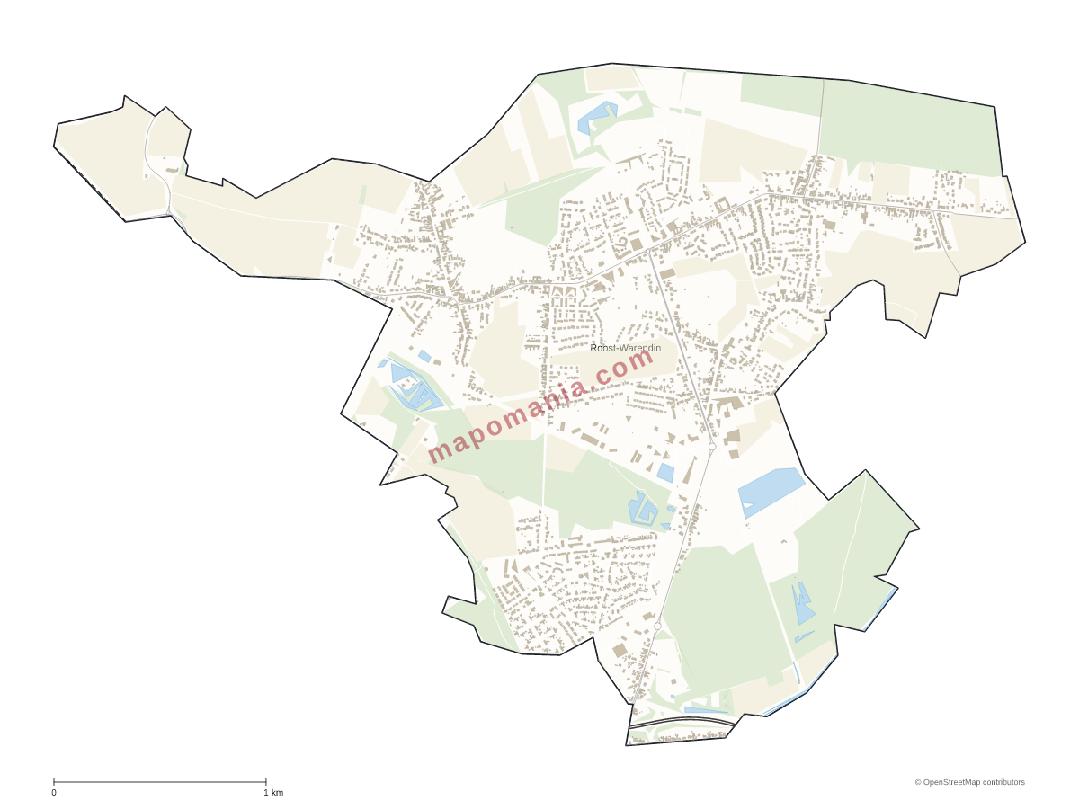 Carte de Roost-Warendin à personnaliser