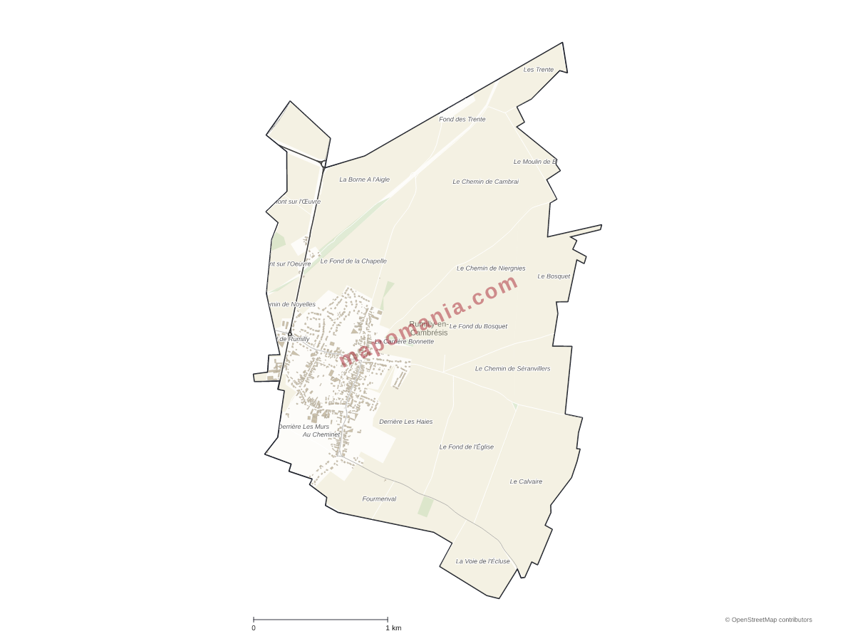 Carte de Rumilly-en-Cambrésis à personnaliser