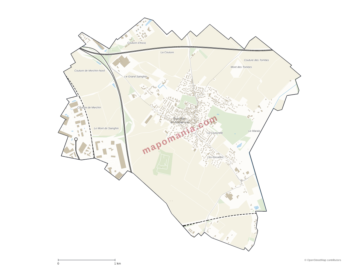 Carte de Sainghin-en-Mélantois à personnaliser