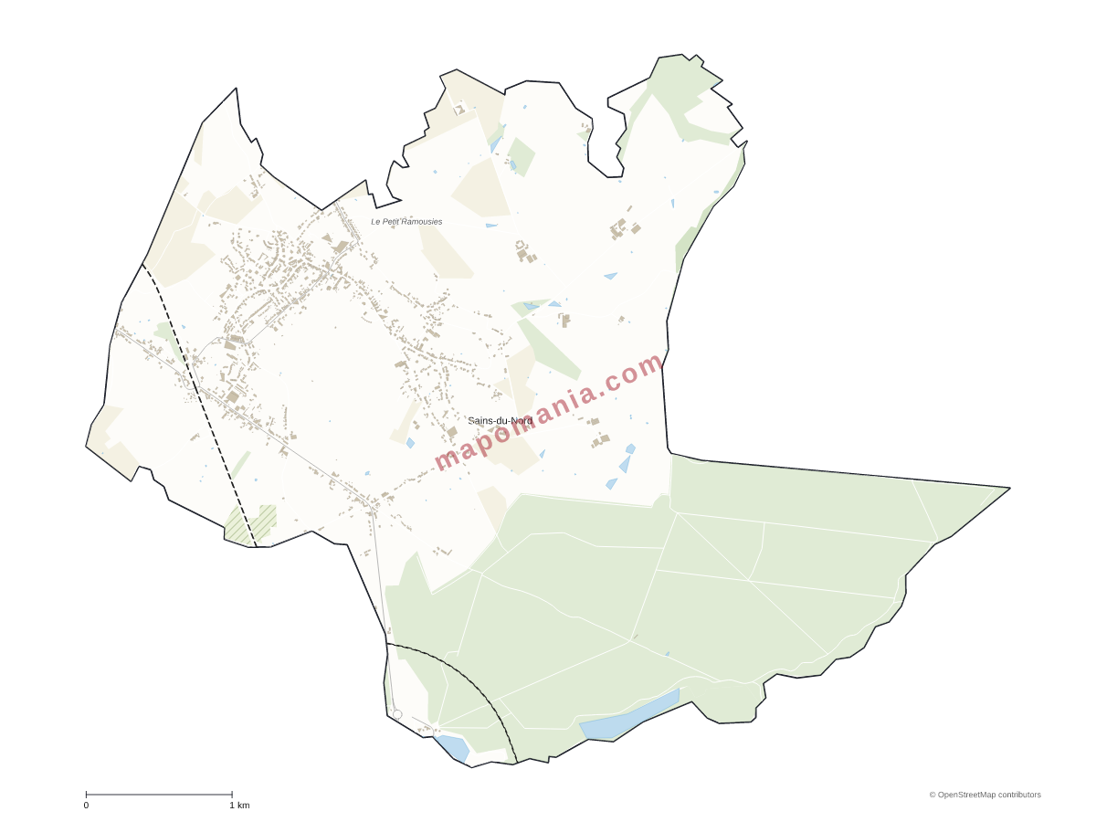 Carte de Sains-du-Nord à personnaliser