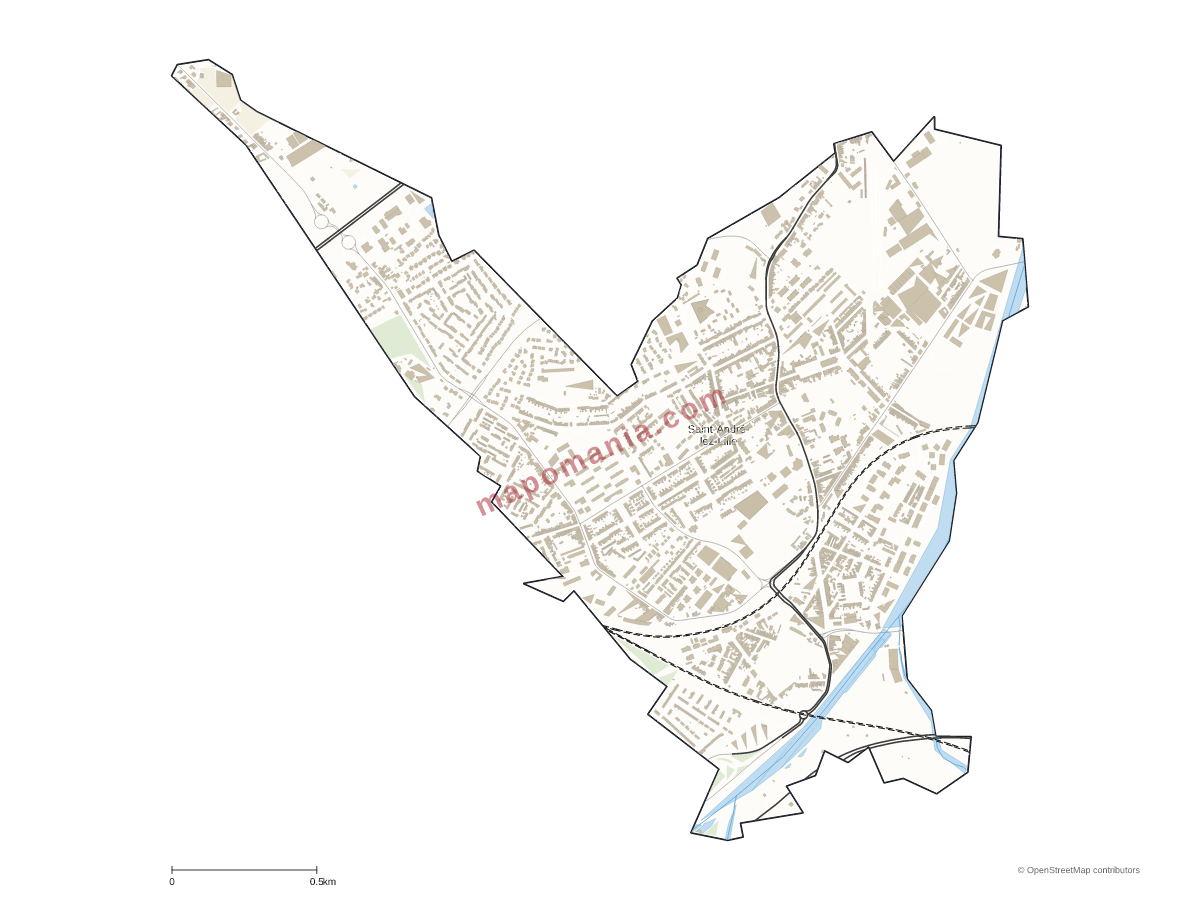 Carte de Saint-André-lez-Lille à personnaliser