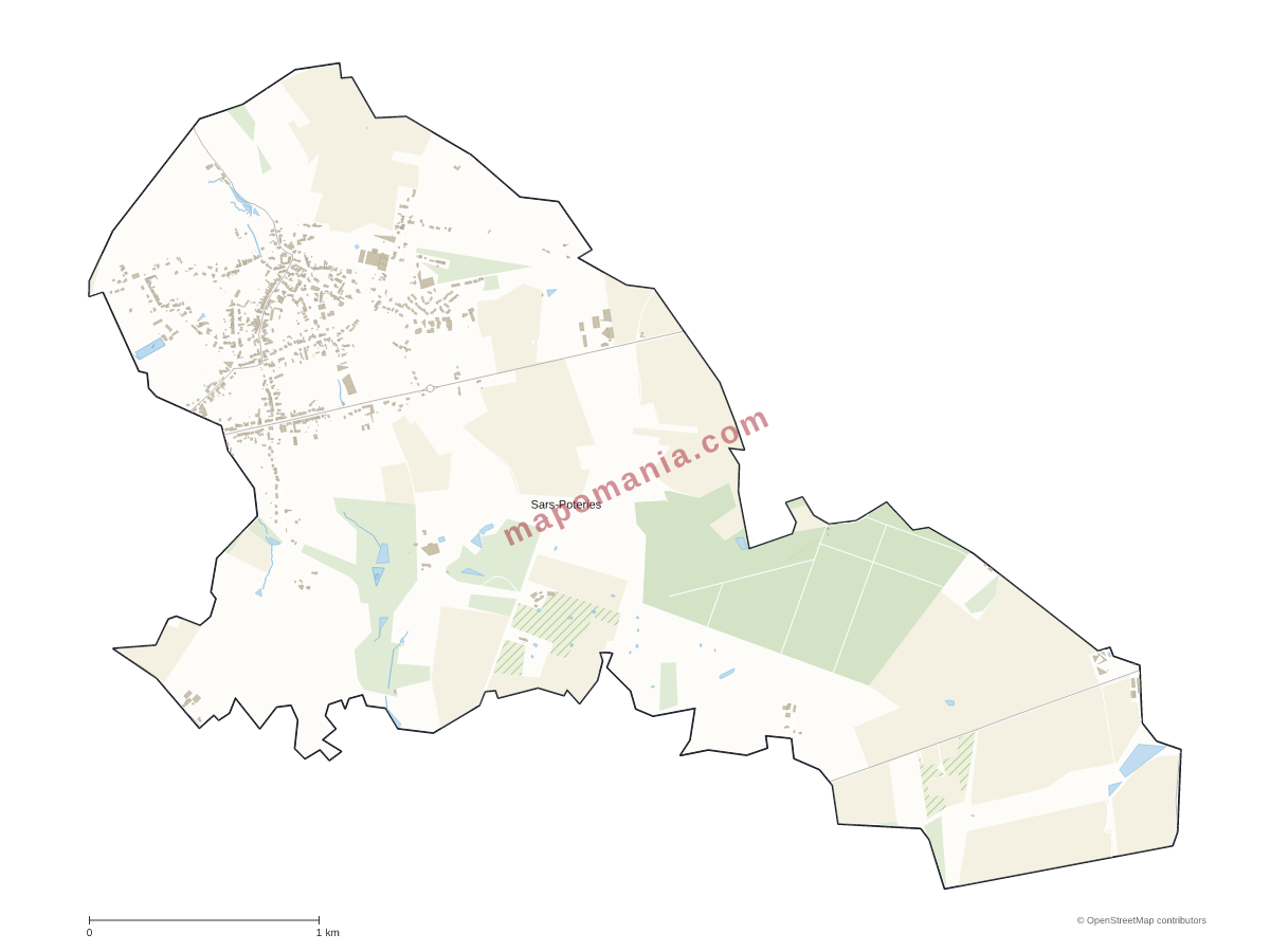 Carte de Sars-Poteries à personnaliser