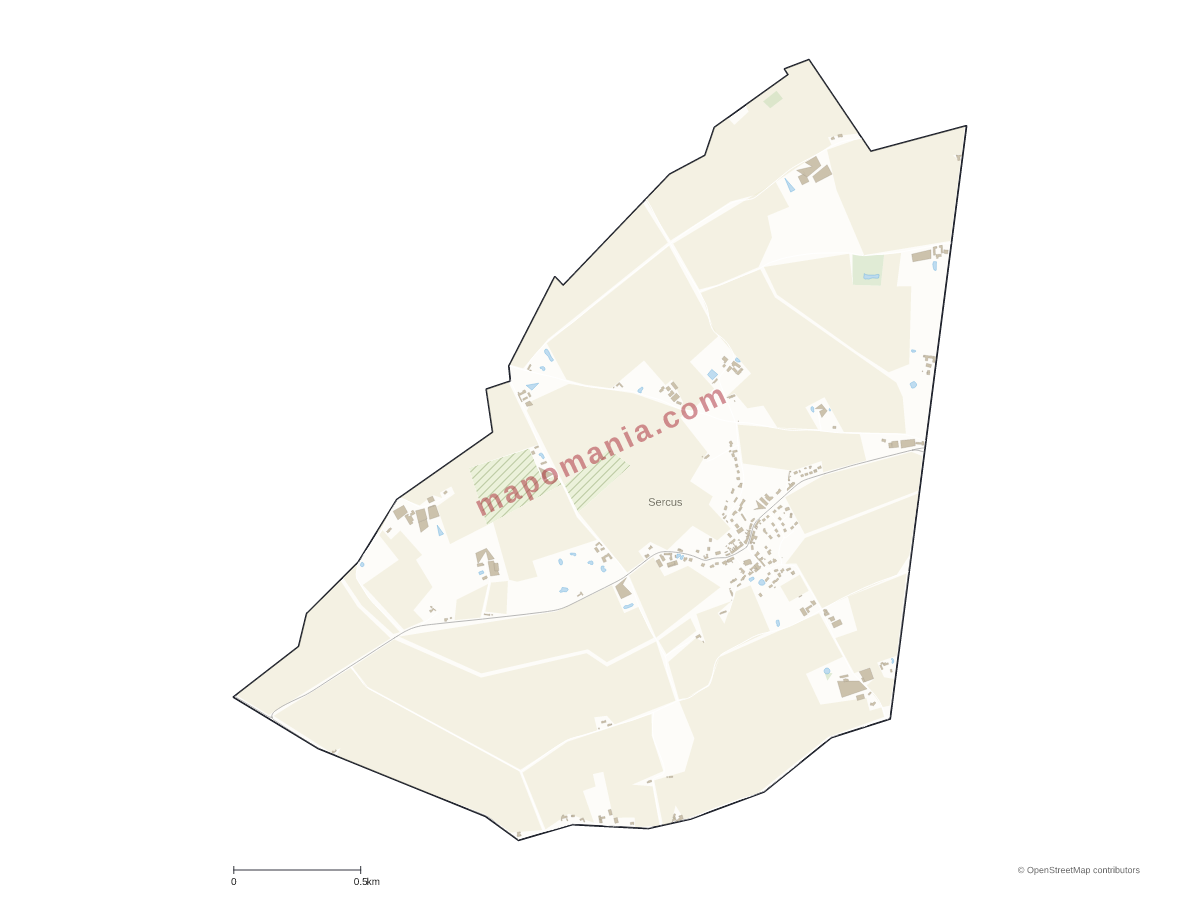 Carte de Sercus à personnaliser