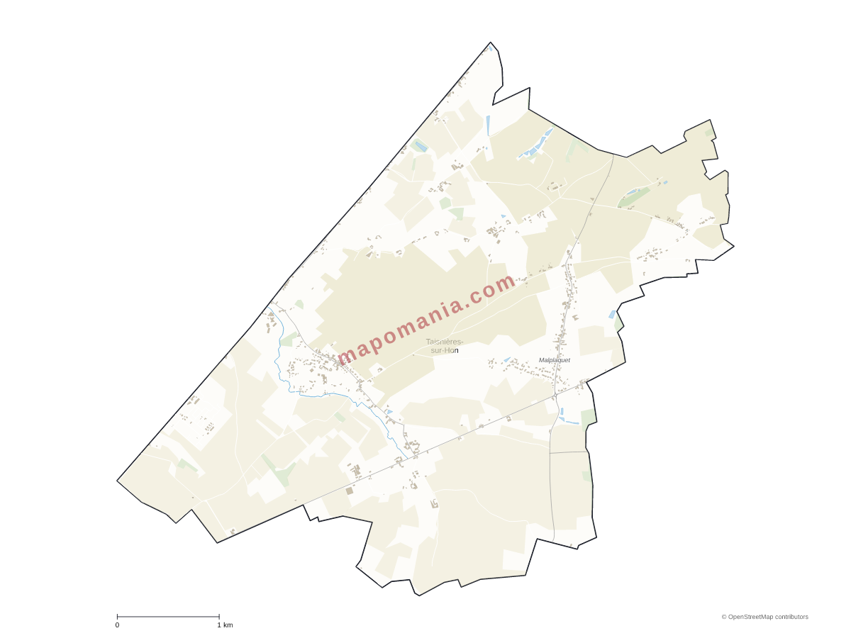 Carte de Taisnières-sur-Hon à personnaliser