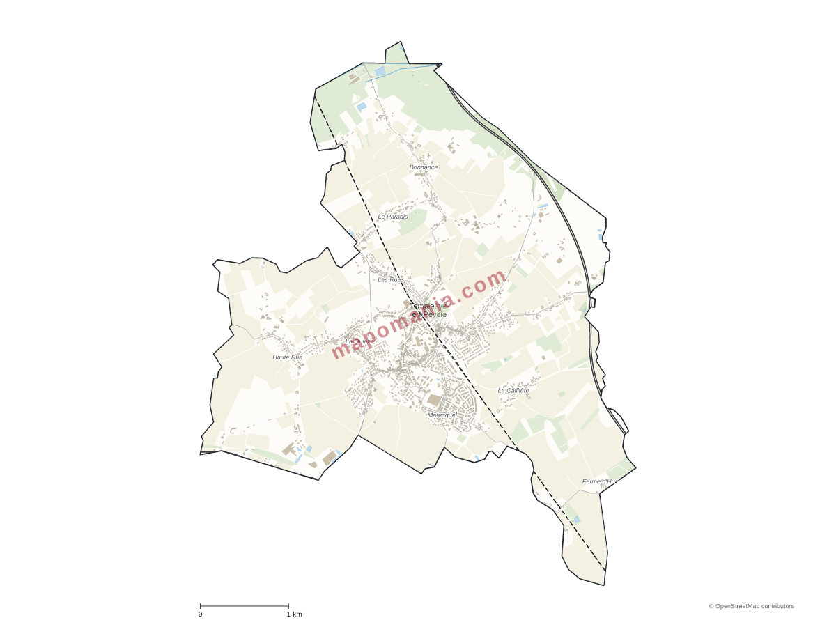 Carte de Templeuve-en-Pévèle à personnaliser
