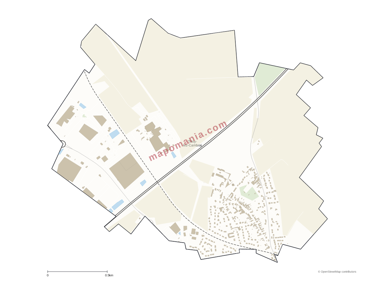 Carte de Tilloy-lez-Cambrai à personnaliser