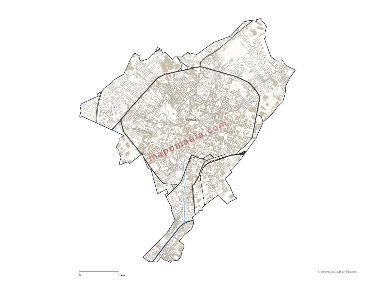 Carte de Tourcoing à personnaliser