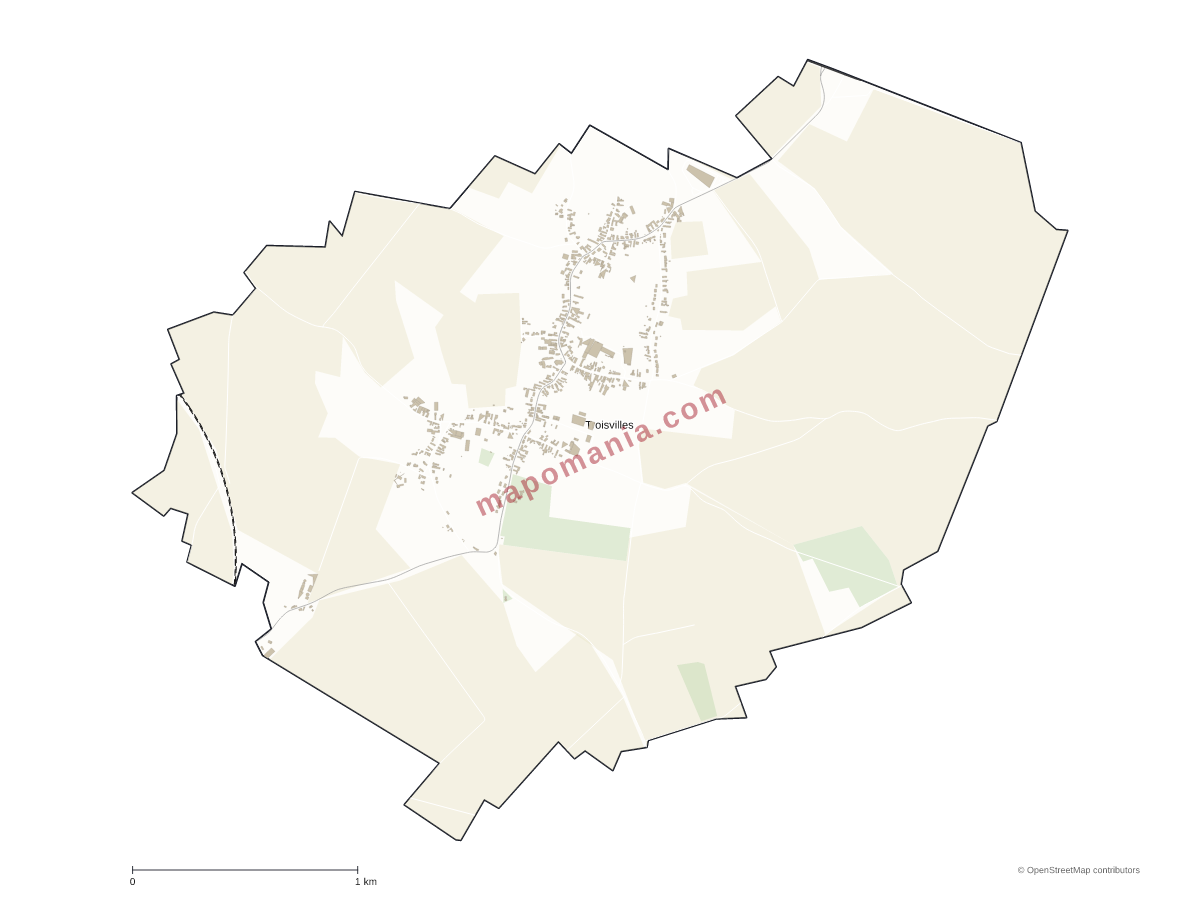 Carte de Troisvilles à personnaliser
