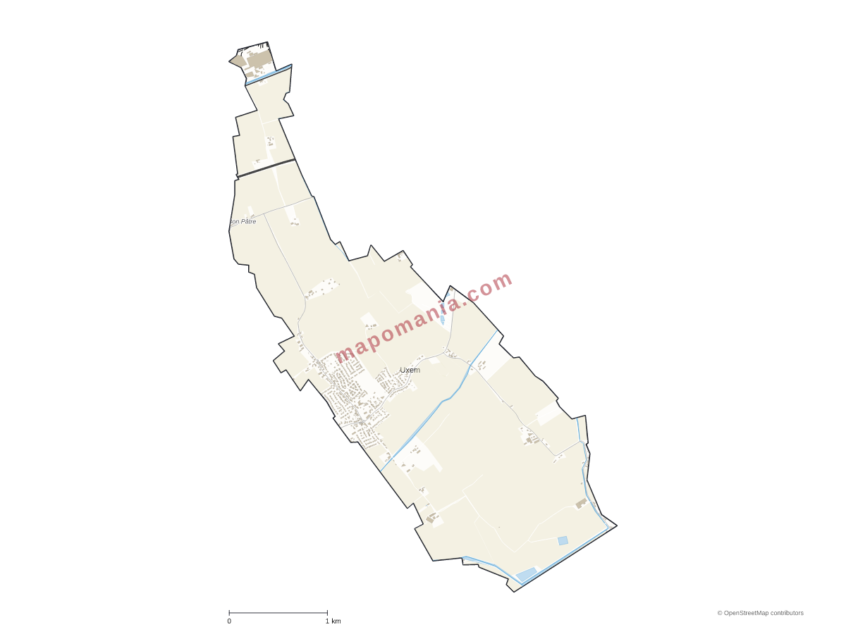 Carte de Uxem à personnaliser