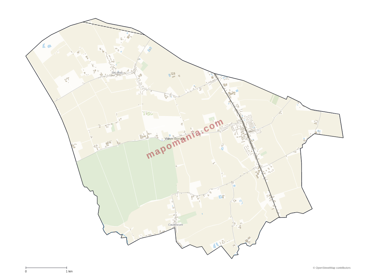 Carte de Vieux-Berquin à personnaliser