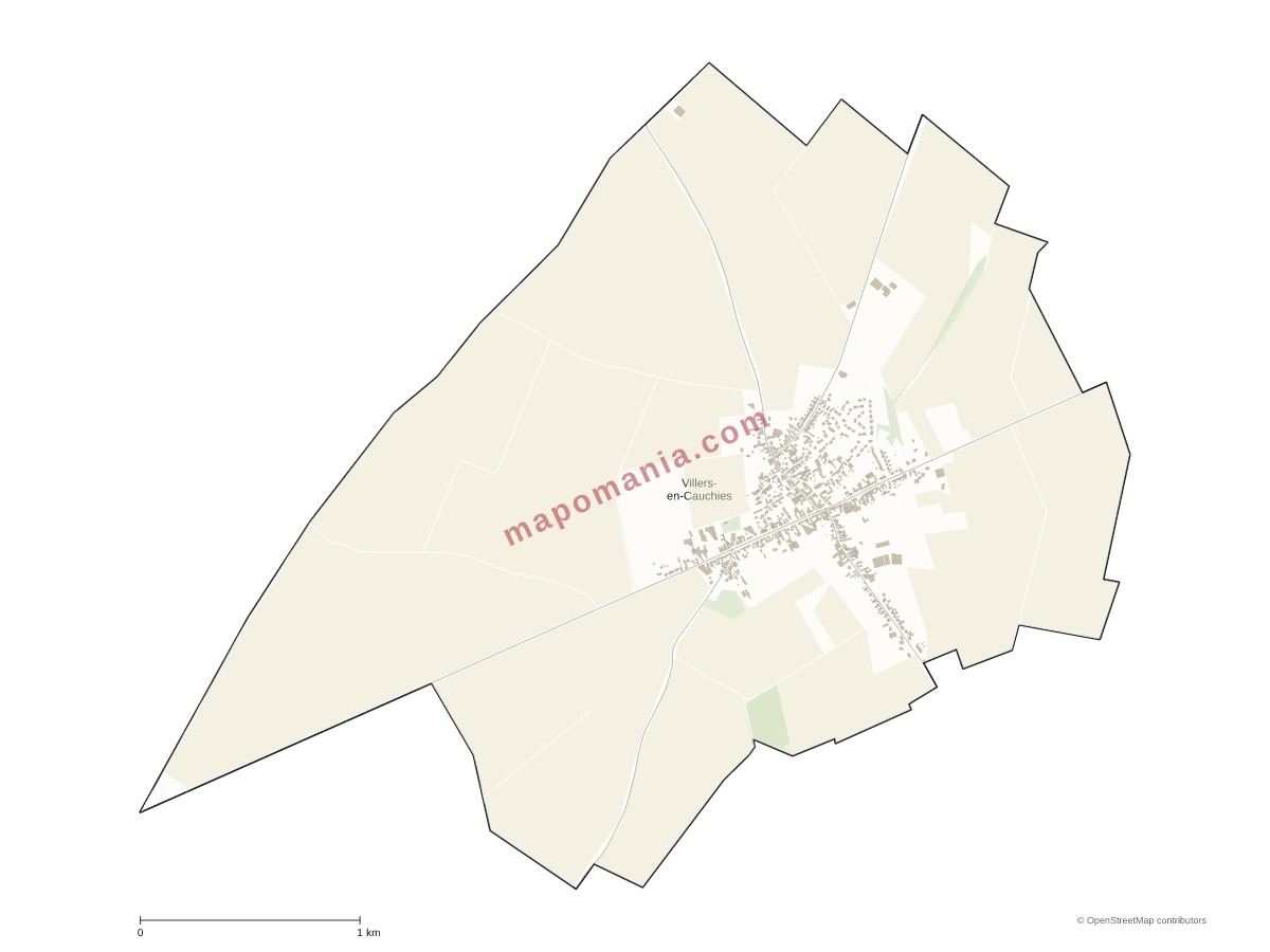 Carte de Villers-en-Cauchies à personnaliser