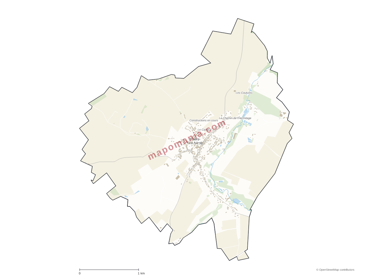 Carte de Villers-Sire-Nicole à personnaliser