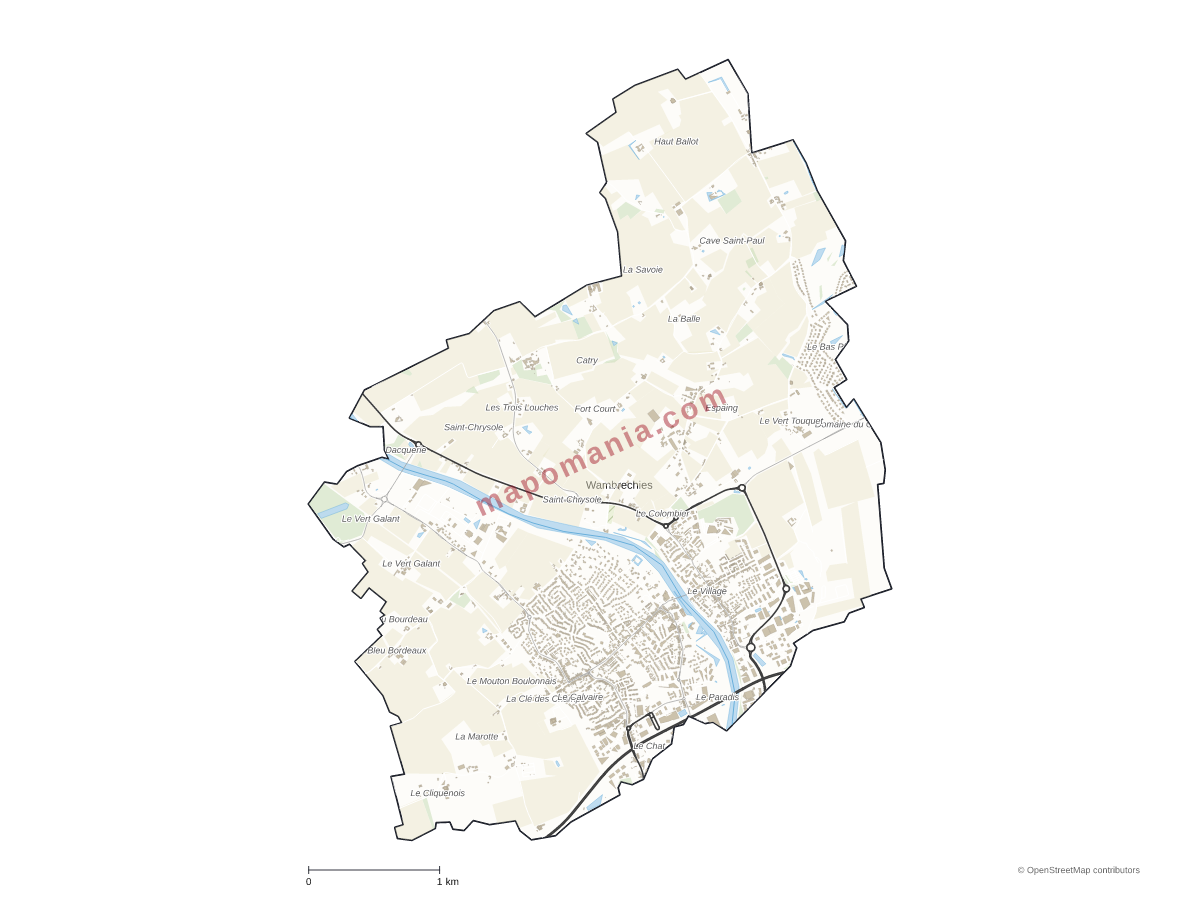 Carte de Wambrechies à personnaliser