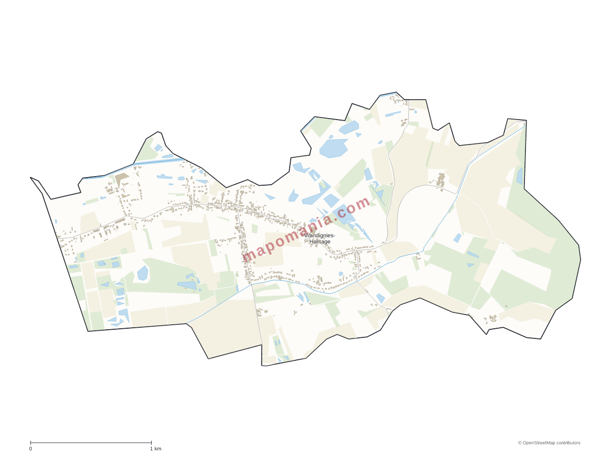 Carte de Wandignies-Hamage à personnaliser