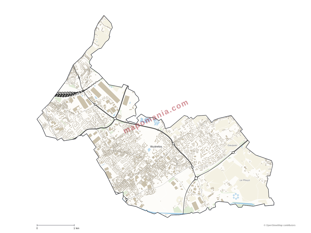 Carte de Wattrelos à personnaliser