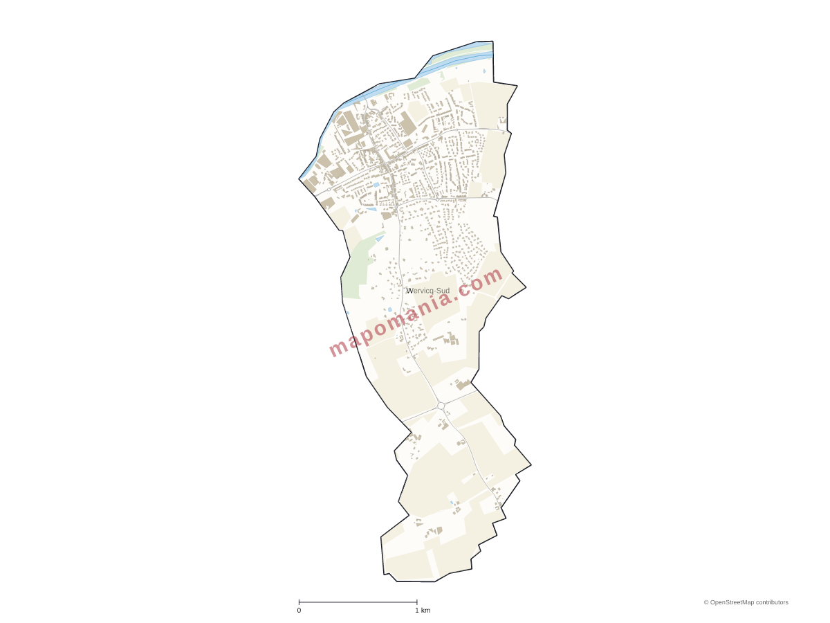 Carte de Wervicq-Sud à personnaliser