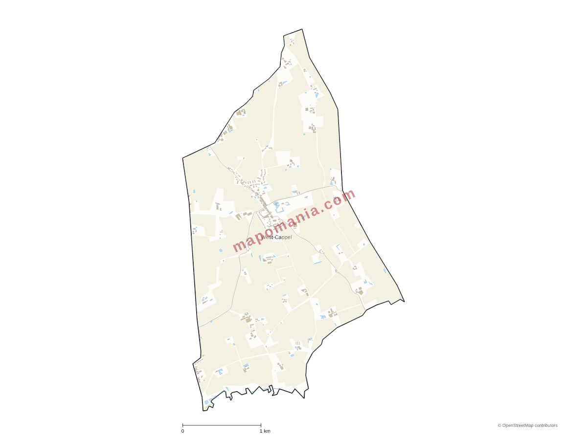 Carte de West-Cappel à personnaliser