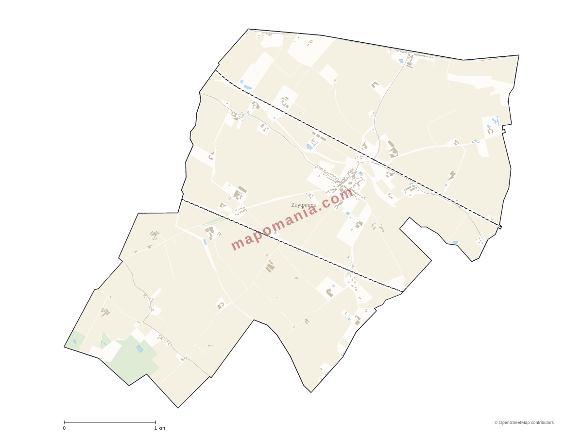 Carte de Zuytpeene à personnaliser
