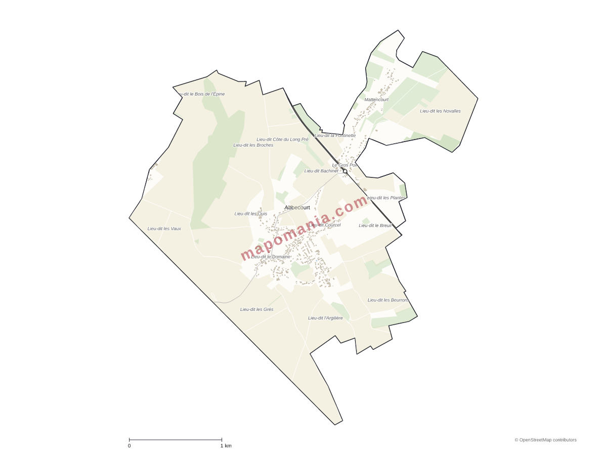 Carte de Abbecourt à personnaliser