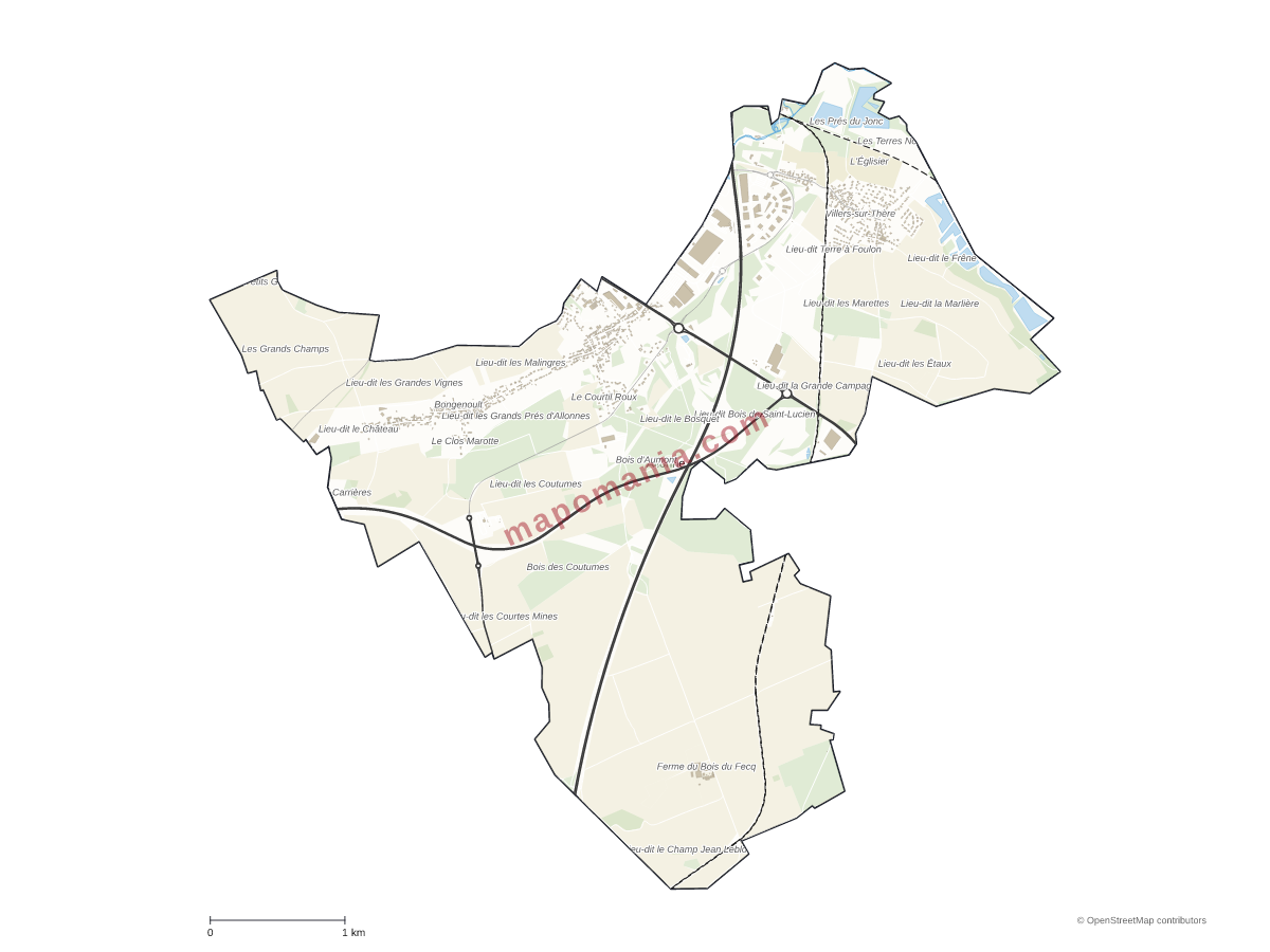 Carte de Allonne à personnaliser