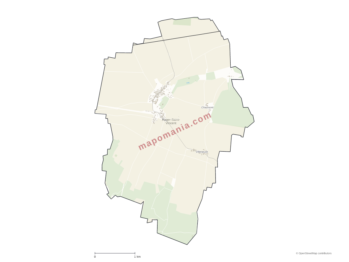 Carte de Auger-Saint-Vincent à personnaliser
