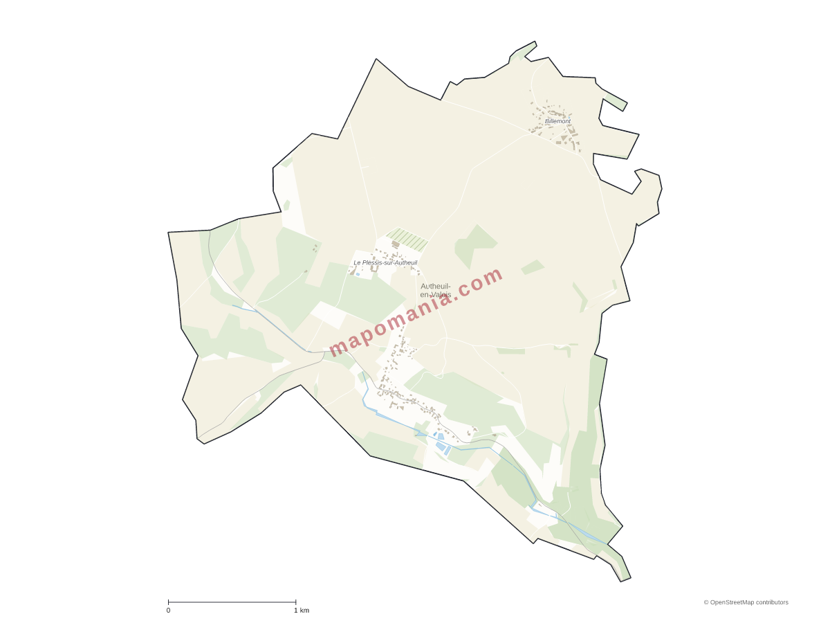 Carte de Autheuil-en-Valois à personnaliser